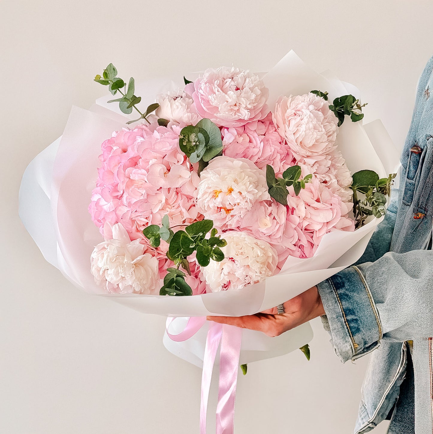 Blushing Petal Cloud – Peony & Hydrangea Bouquet