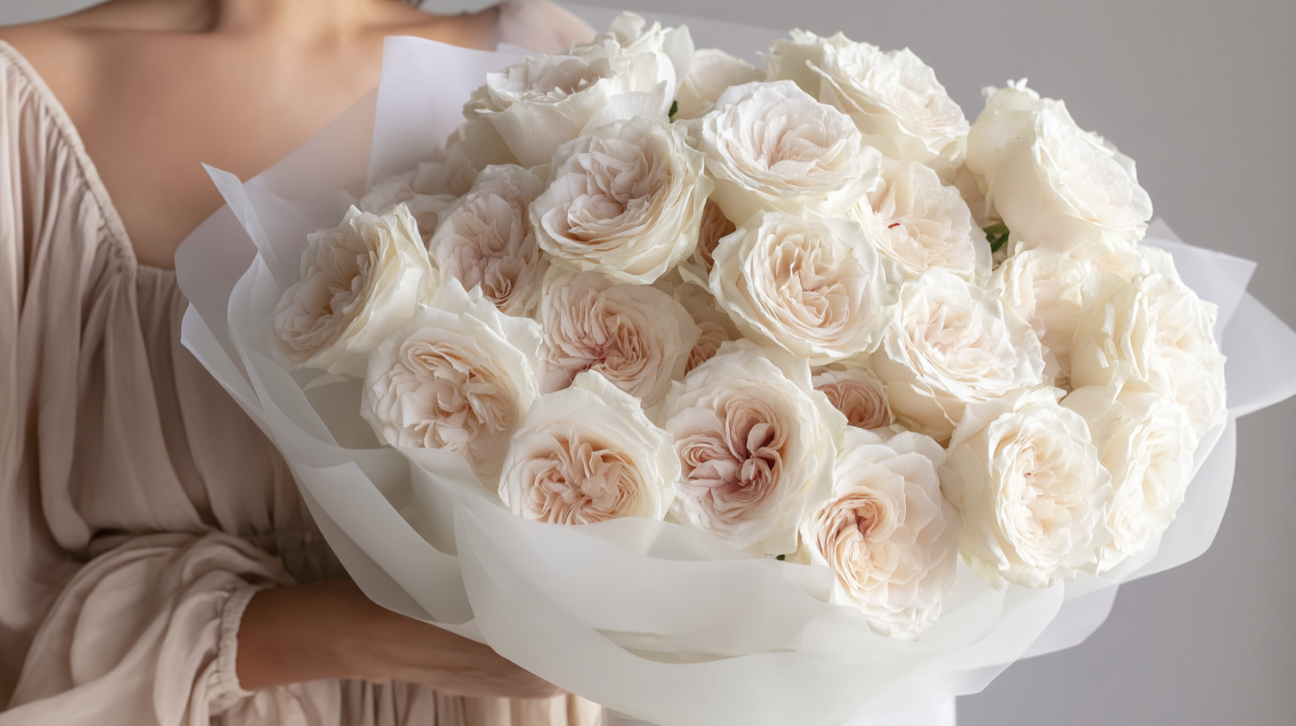 bouquet of white harden roses