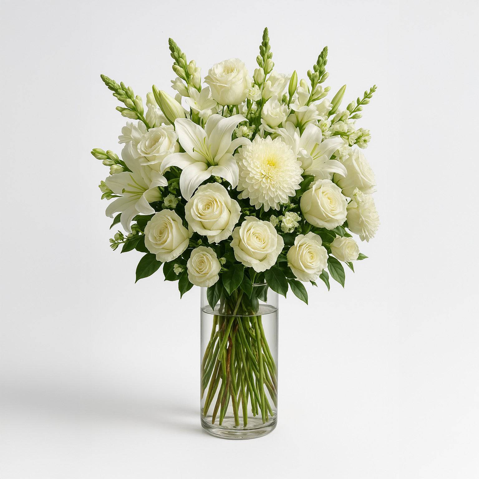 Heavenly Embrace White Funeral Vase Arrangement - Flowers Valley Shop
