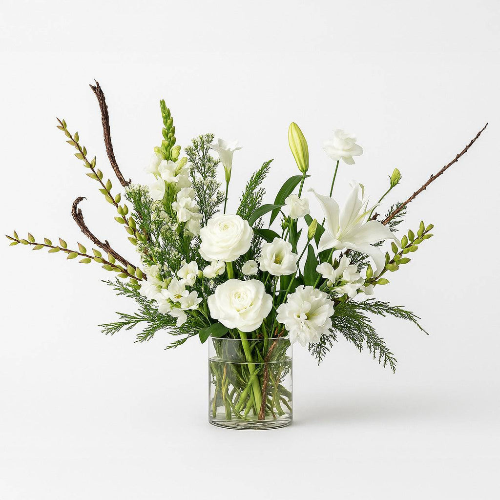 Elegant White Sympathy Flower Arrangemen - Flowers Valley Shop