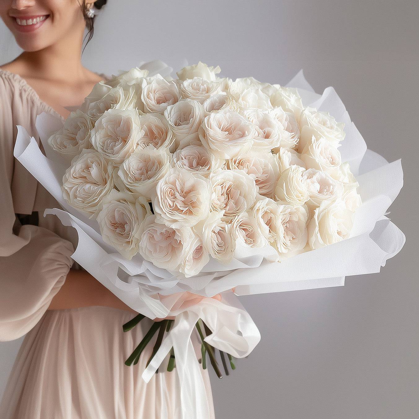 White roses "O'Hara" – Bouquet - Flowers Valley Shop